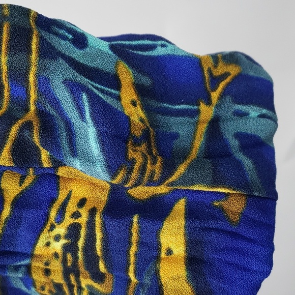 Alberto makali | Blue with yellow pattern long sleeve blazer top - size small - Picture 9 of 11